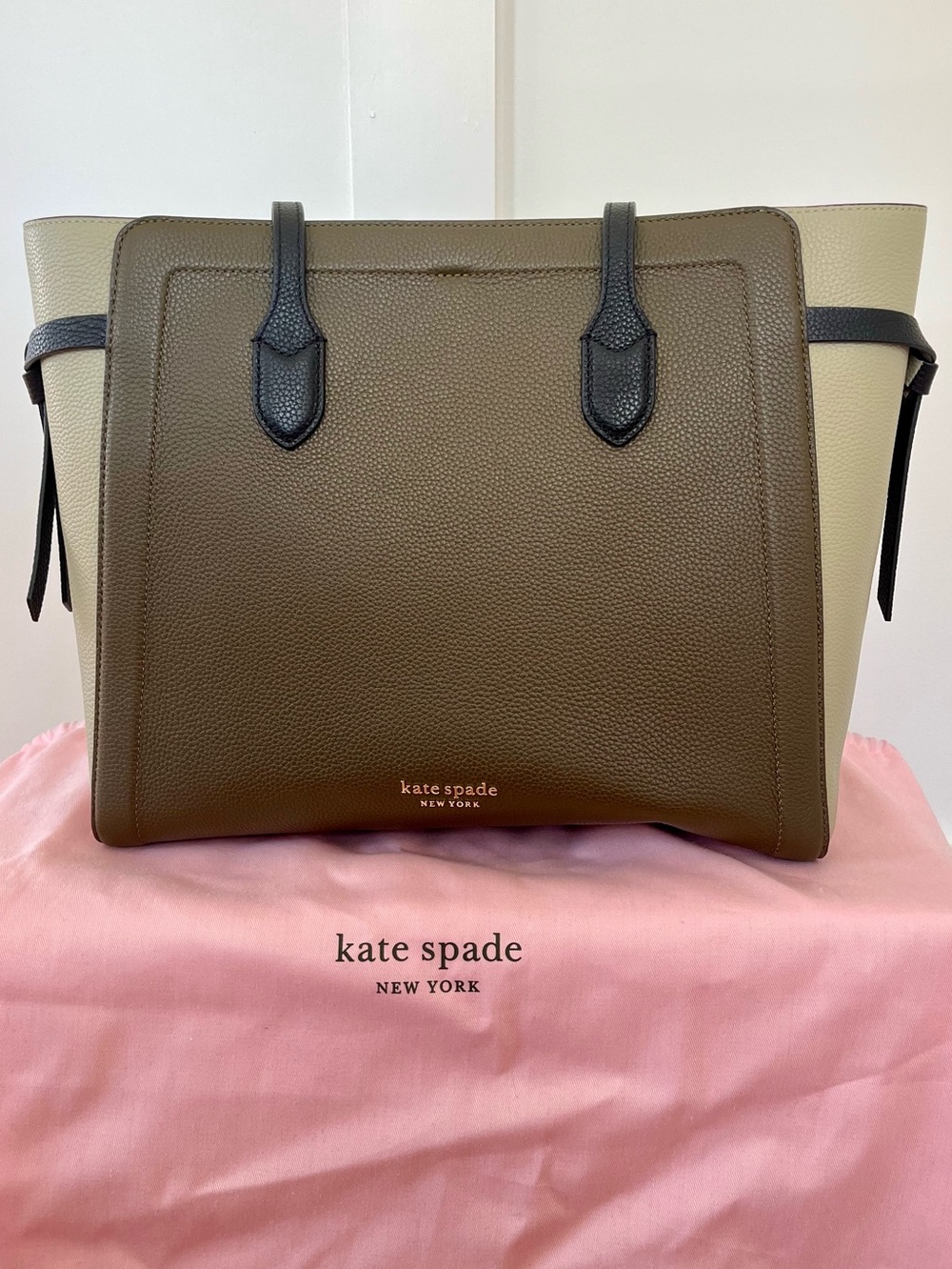 NWT Kate Spade Knott Colorblocked Large Tote Duck Green Leather Bag